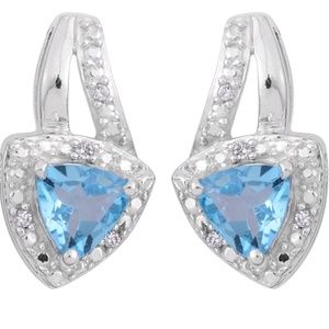 NEW!! Sky blue topaz Sterling Silver Drop Earrings